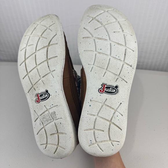 Justin Boots Breezy Shoes Floral Brown Leather Moc Toe Bootie Women’s 10 JL121 - Picture 8 of 9